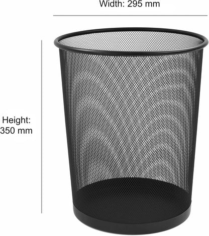 Mesh Waste Bin - Lightweight Sturdy Scratch-Resistant, Dia250xH275mm, Black Ref WB35 B