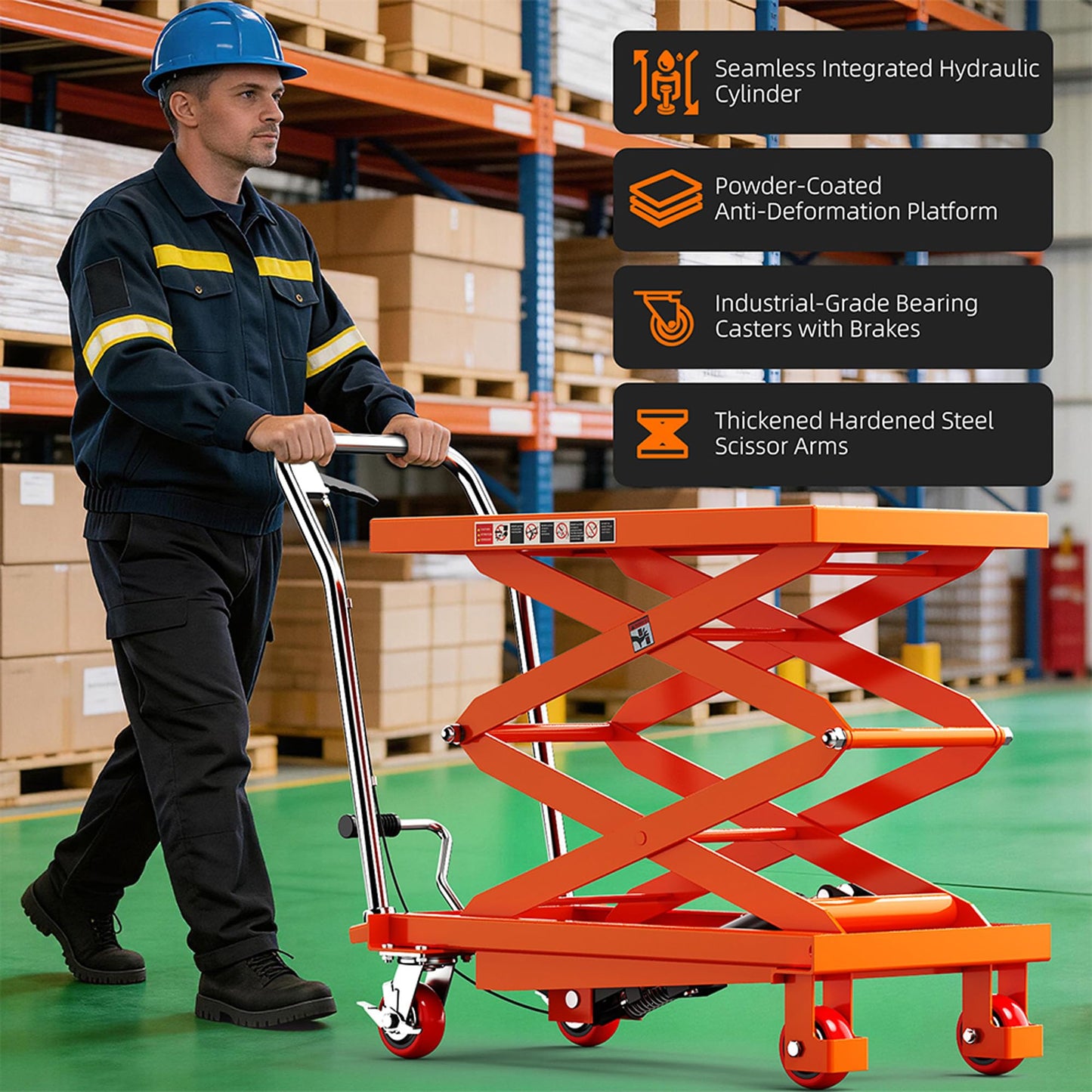 Hydraulic Scissor Lift Table Cart,Capacity Portable Lifting Platform Dolly,Material Lift Trolley with Wheels,Manual Foot Pump Operated Lift Dolly for Warehouse Garage Industrial Use (330 lbs)