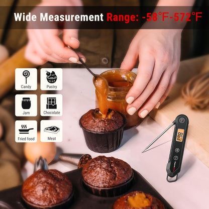 ThermoPro Digital Instant Read Meat Thermometer for Grilling Waterproof Kitchen Food Thermometer with Calibration & Backlight Smoker Oil Fry Candy Thermometer with Temperature Indicators