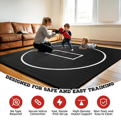 HFPFTS Wrestling Mat for Home, 10’x 10’x 1.25” Wrestling Mat, Safe Wrestling & Play Mat for Kids and Family, Jiu Jitsu, BJJ, MMA, Wrestling Mats, Martial Arts, Tumbling, Easy Clean, Gym Mat, Black