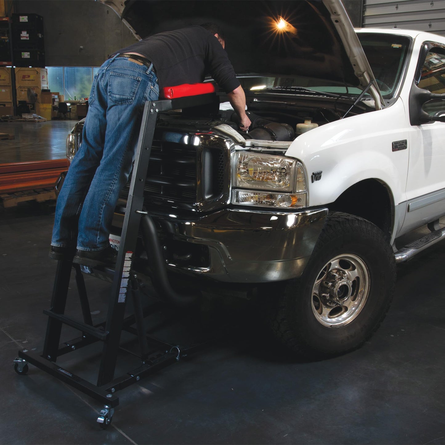 Performance Tool W85038 High Top Adjustable Creeper to Work On Vehicles, Black/Red, 45-66-inch Height