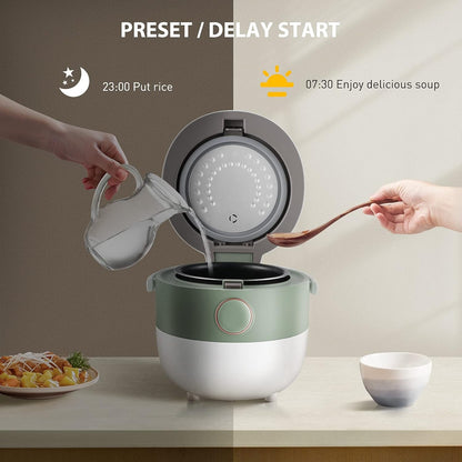 Bear Rice Cooker 3 Cups (Uncooked), 3D Heating & Fuzzy Logic, Healthy Nonstick Small Rice Cooker, White