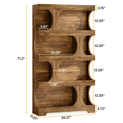 Tribesigns 71" Tall Bookcase, 4-Tier S-Shaped Bookshelf, Wood Decorative Storage Shelving, Modern Freestanding Display Shelves, Large Library Book Shelf Unit for Home Office Living Room Bedroom, Brown