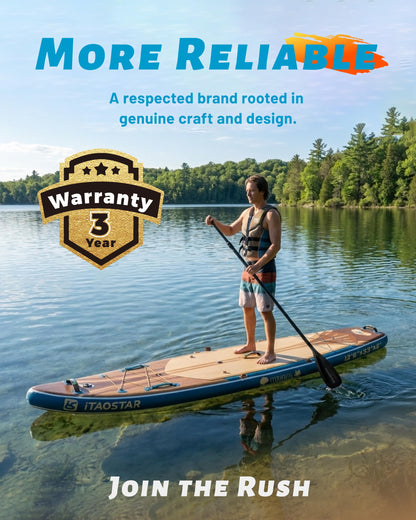 iTAOSTAR W02C 34" Super Wide Paddle Board, More Fun Inflatable Paddle Board with 5 Fins for Better Balance, Stand Up Paddleboard with Premium SUP Accessories for Adults of All Skill Levels