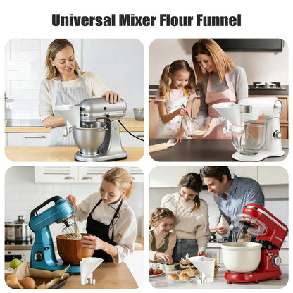 WANLISS Flour Funnel for Kitchen Aid Mixer,KitchenAid Accessories and Attachments for Multiple Stand Mixers 3.2Qt-7Qt,Wide Mouth Pouring Chute Durable Dishwasher Safe Baking Mothers Day Gift for Women