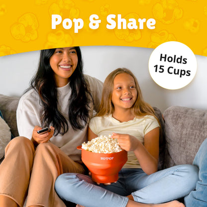 The Orginal HotPop Silicone Popcorn Maker - Microwave Popcorn Popper with Handles - Collapsible Bowl, Heat-Resistant, Easy to Clean, Ideal for Family Movie Nights, 15-Cup Capacity - Red