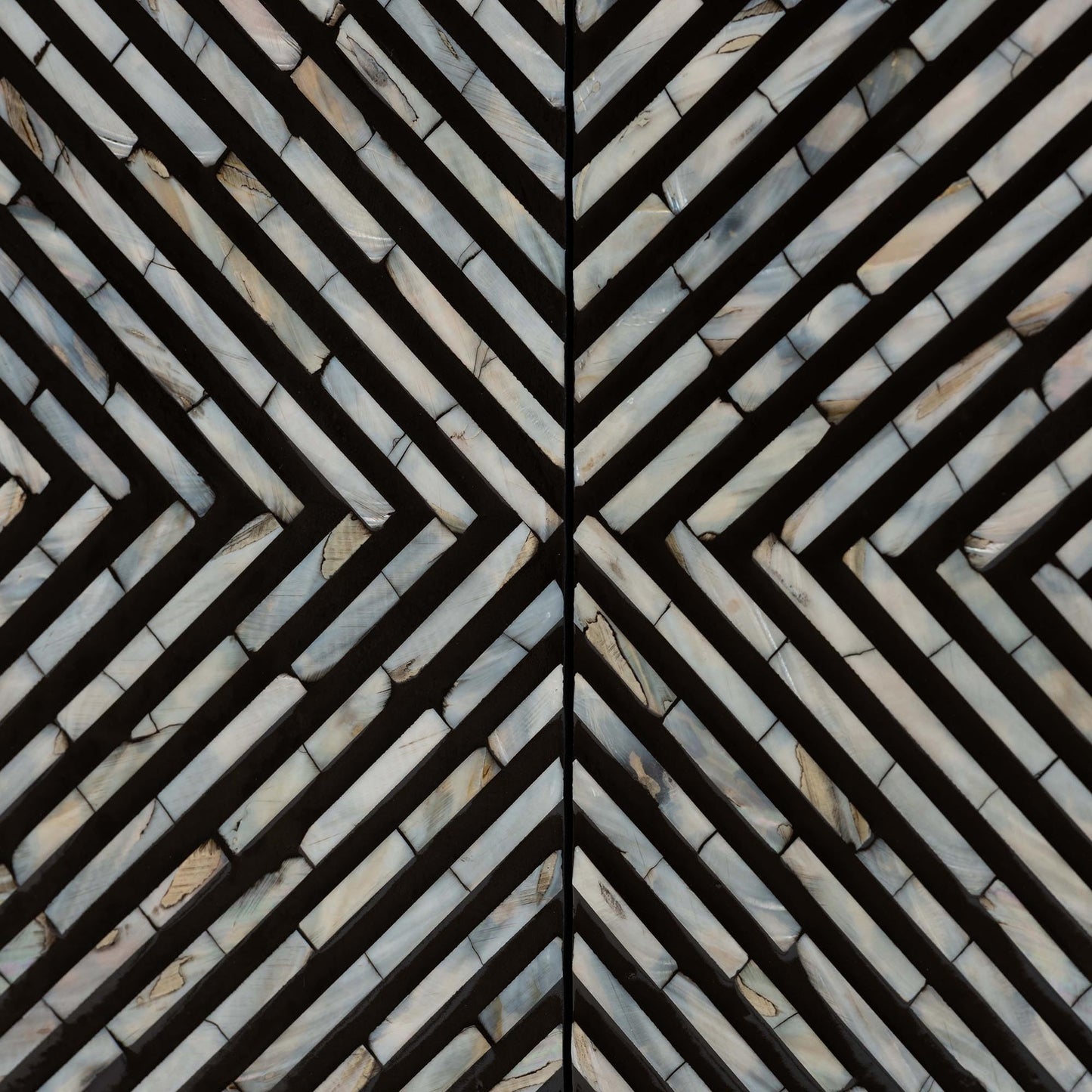 Baxton Studio Belenus Modern Bohemian Herringbone Black Mother of Pearl Storage Cabinet