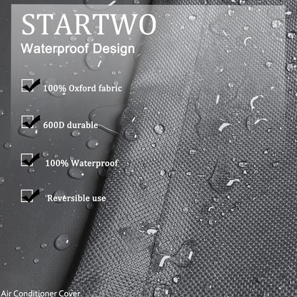 STARTWO Air Conditioner Cover, Heavy Duty Waterproof for Outdoor, Elastic Bottom for Secure Fit, Gray W38inD38inH40in