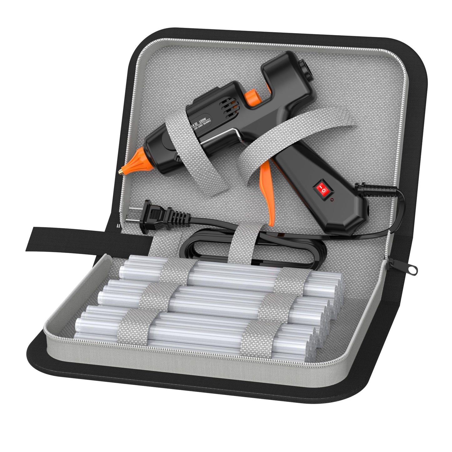 IZIO Professional Hot Glue Gun Kit-100W Fast Heat, 21 Glue Sticks(7/16"), Detachable Anti-Scald Nozzle & Durable Pouch | Heavy lightweight for diy projects, home repairs,ergonomic grip,Black gluegun