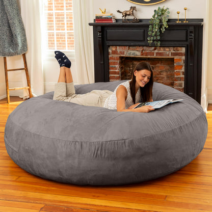 Jaxx 6 Foot Cocoon - 2-in-1 Convertible Bean Bag Bed & Large Bean Bag Chair for Adults, Charcoal