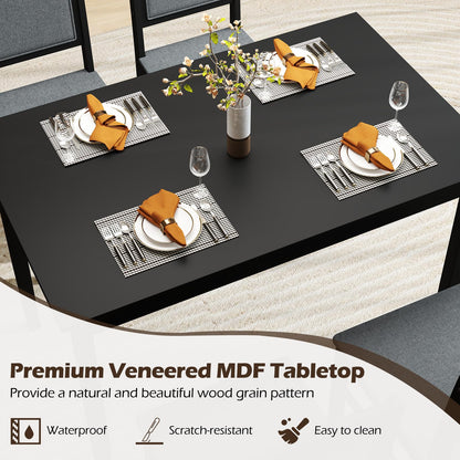 Giantex 5-Piece Dining Table Set for 4, Wooden Kitchen Table and Chairs with Solid Rubber Wood Legs, Padded Seat & Backrest, Space Saving Dinette Set for Home Dining Living Room, Breakfast Nook