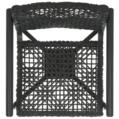 SAFAVIEH Home Collection Sianna Black Solid Wood/Black Leather Woven Accent Chair (Fully Assembled)