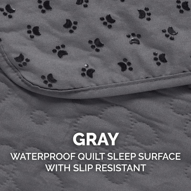 Furhaven Waterproof & Non-Slip Large Sofa/Couch Cover Protector for Dogs, Cats, & Children - Quilted Paw Print Living Room Furniture Cover - Gray, Large Sofa