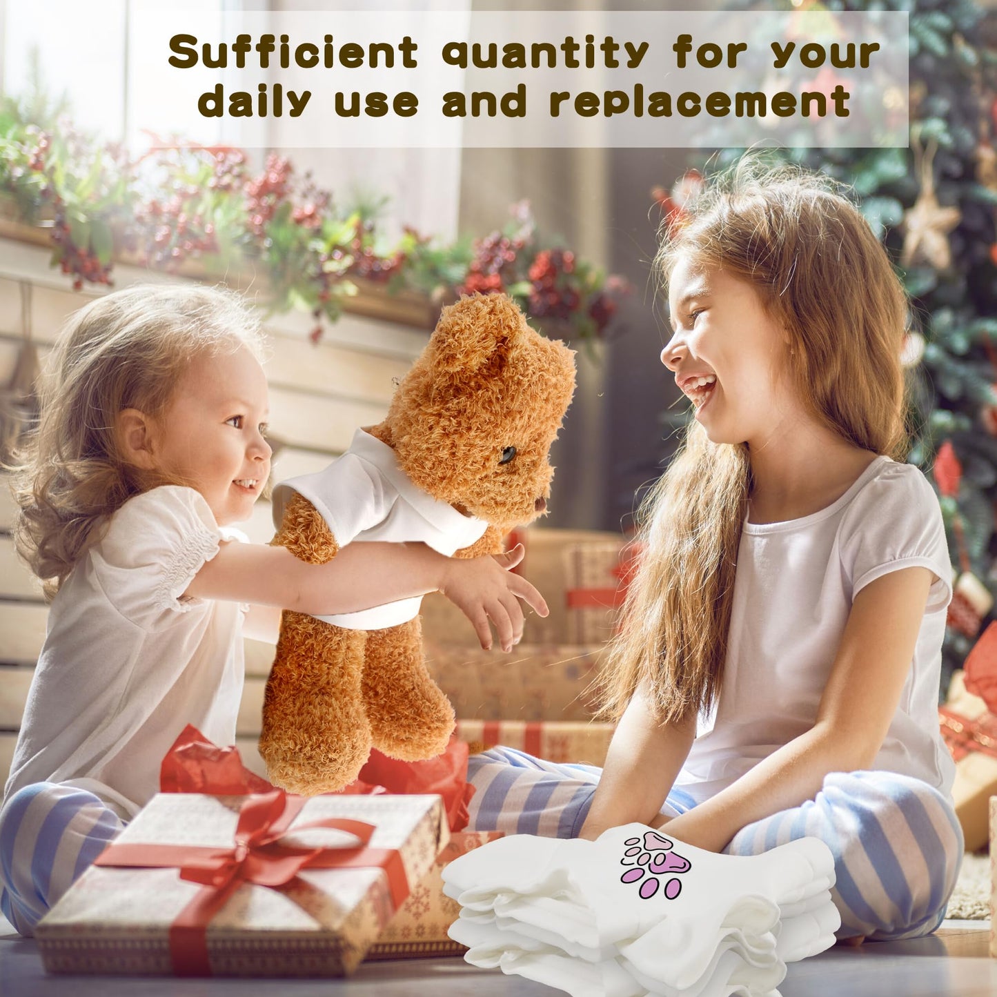 20 Pcs Stuffed Animal Toy White Clothing Sublimation Blank Bear Clothes Include 10 Teddy Bear Blank Hoodie 10 Teddy Bear White Shirt for 15 Inch Stuffed Bears Dolls DIY (Color Style 1)