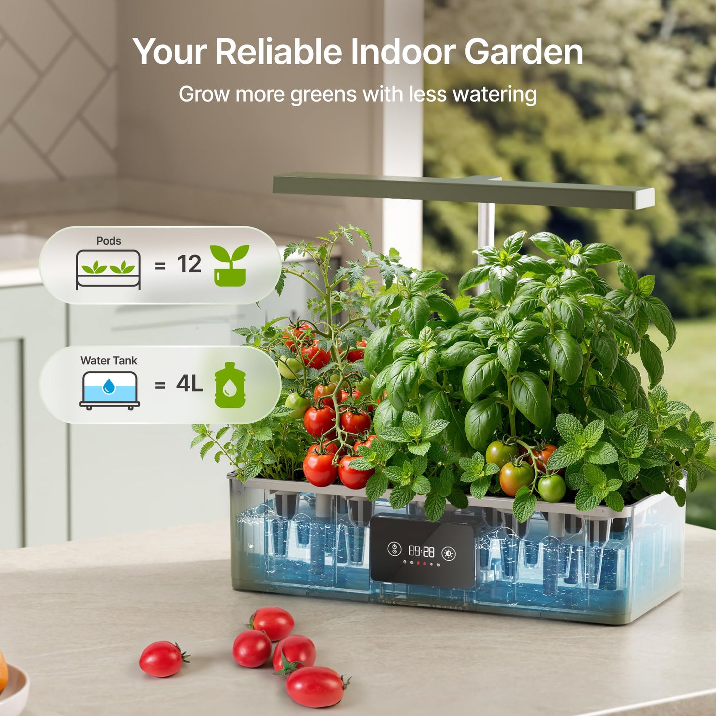 SUNCOZE Hydroponics Growing System Kit with 24W Dimmable Grow Light, 12 Pods Indoor Herb Garden with Timer & Local Time Setting, Adjustable Height, Smart Countertop Garden for Home & Kitchen, Black