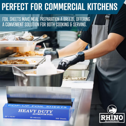 Precut Pop Up Heavy Duty Aluminum Foil Sheets - 300 Pcs of Ultra Thick 20 Micron Foil Sheets for Food - (12"x10.75") Premium Cooking Liners for Versatile Use in Cooking & Baking