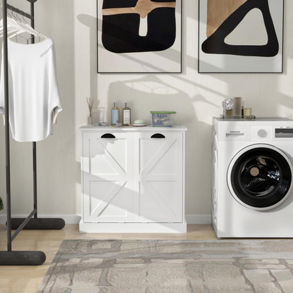 agnixnaf Laundry Sorter Cabinet, Two-Compartment Tilt-Out, White Storage Cabinet, for Small Bothroom