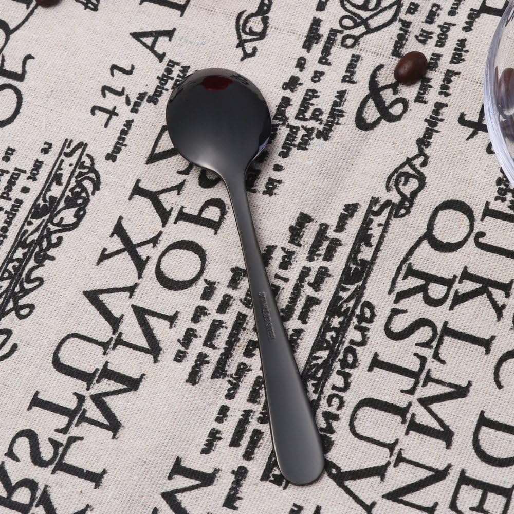 Buyer Star 12 Pieces Black Teaspoons - 5.5-Inch Mini Coffee Stainless Steel Espresso Spoons