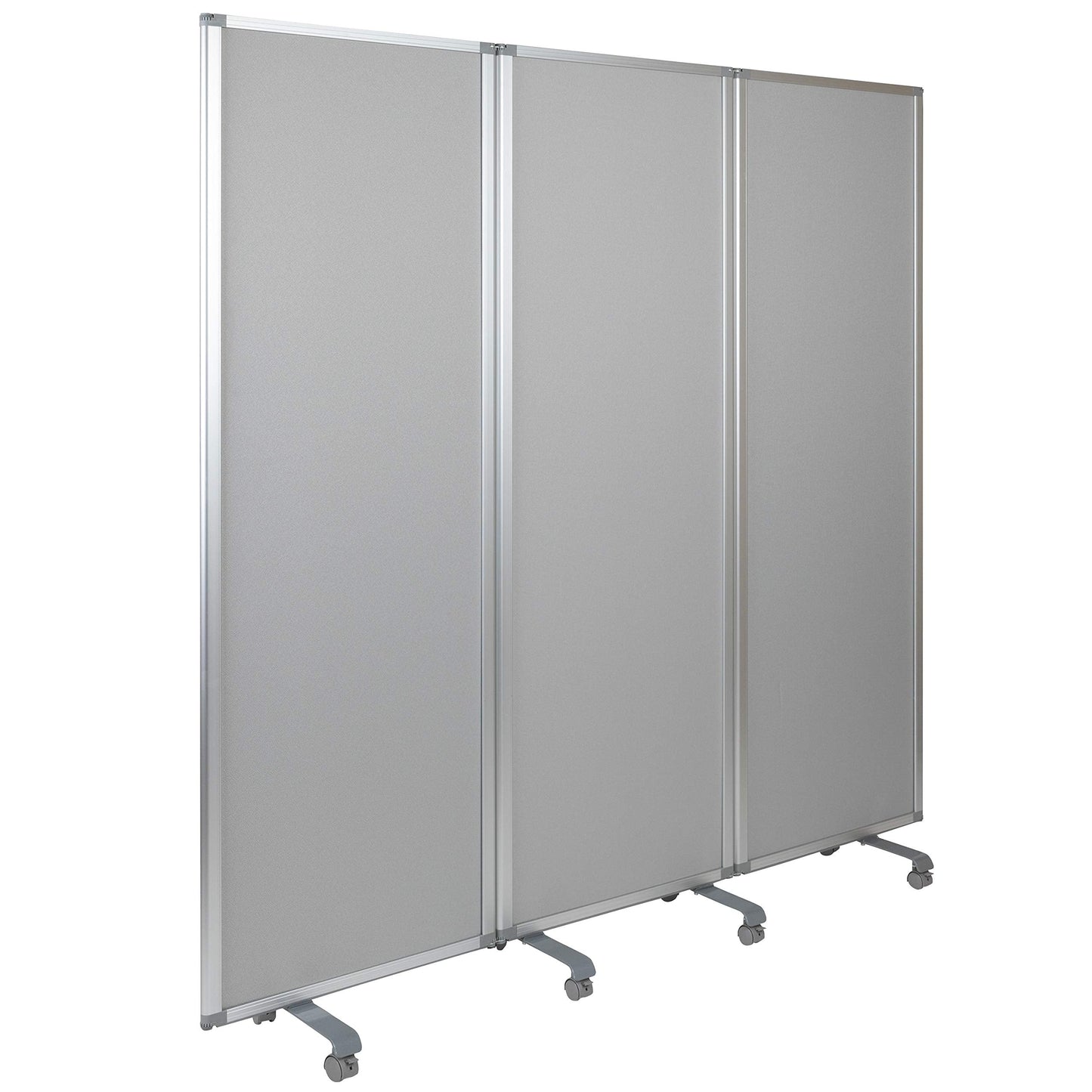 Flash Furniture Raisley 3-Section Mobile Magnetic Whiteboard and Cloth Partition, Rolling Dry Erase Board Room Divider, 72"H x 24"W