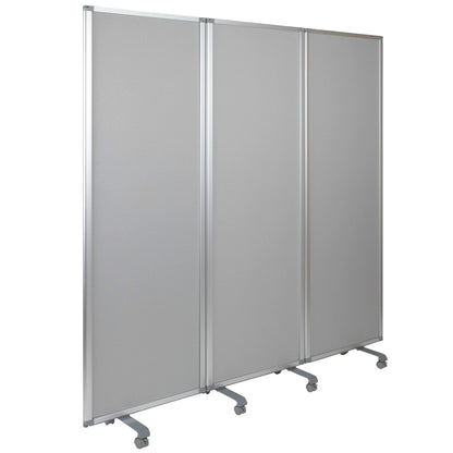 Flash Furniture Raisley 3-Section Mobile Magnetic Whiteboard and Cloth Partition, Rolling Dry Erase Board Room Divider, 72"H x 24"W
