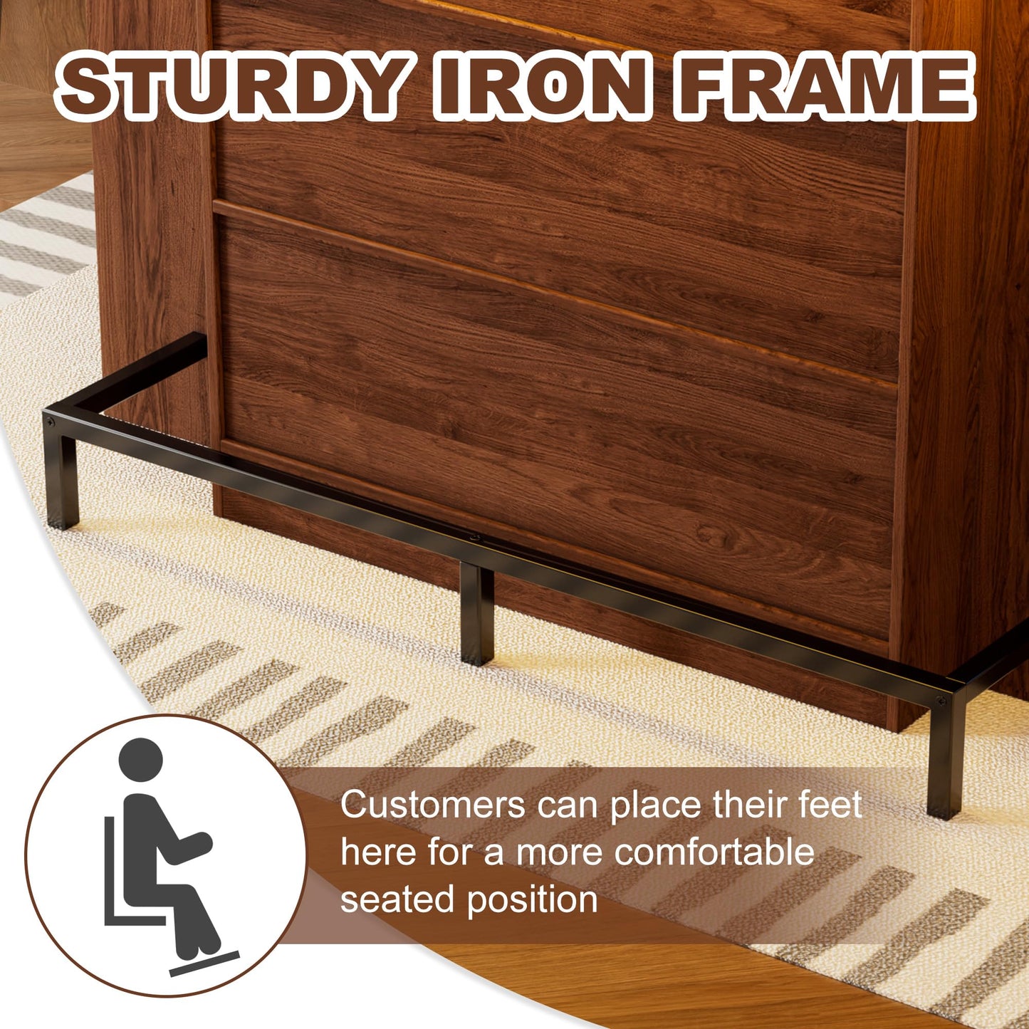 PAKASEPT Home Unit Bar Cabinet with LED Light & Stemware Holders, 3 Tier Liquor Bar Wooden Storage Cabinet, Modern U-Shaped Liquor Table Cabinet for Living Room, Dining Room