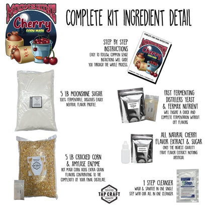 Tapcraft – Complete Cherry Moonshine Mash Recipe Kit – DIY Cherry Moonshine Making at Home – Perfect Gifts for Him & Her – Make Your Own Moonshine – Homemade Alcohol Kit
