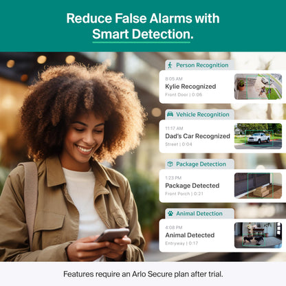 Arlo Essential Pan Tilt Security Camera 2K + 6 Months of Secure Plus Plan - Wired Plug-in Power Outdoor Camera, Person Recognition, Package Detection, Animated Preview, Auto Motion Tracking, 2 Cam