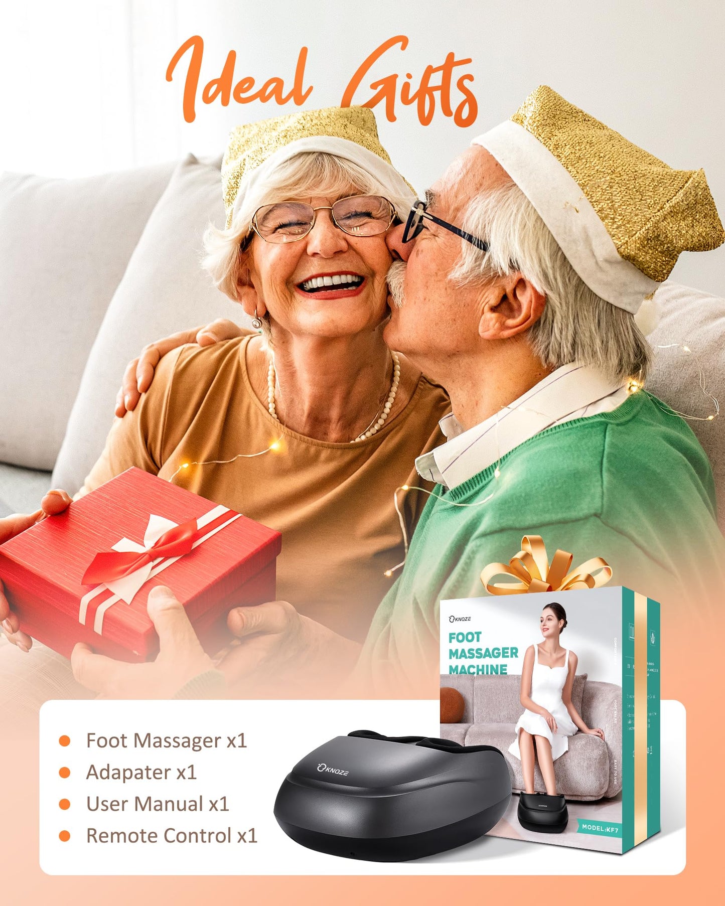 Foot Massager Machine with Heat, Shiatsu Deep Kneading Foot Massager with Remote, Compression, Multi-Massage Modes, Auto-Off Timers, Gifts for Women Men