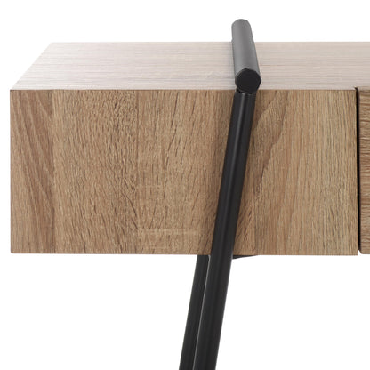 SAFAVIEH Home Collection Margaux Light Grey Oak/Black 1-Drawer Console Table for Living Room Foyer Bedroom Hallway Entryway Office