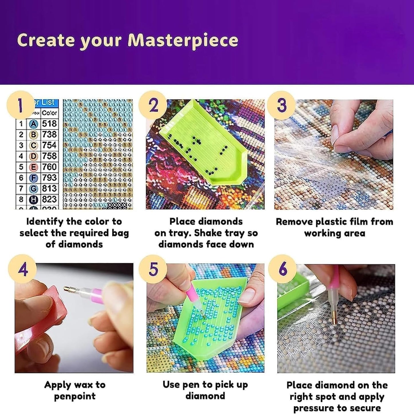 EWJRNSF 5D Diamond Painting Kits for Adults Beginners, Diamond Arts Kits Diamond Art Sets,Gem Painting Arts & Crafts Home Wall Decoration 11.8x15.7 Inches 6 Pack Landscape