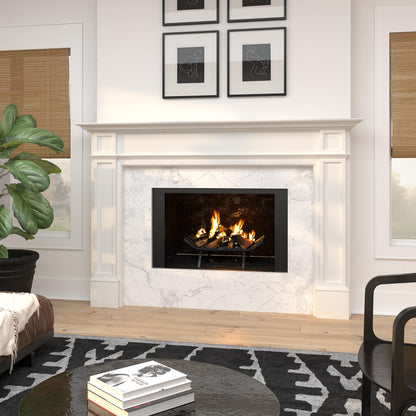 Pearl Mantels ARYB56540 Furniture for Your Fireplace, Premium Grade A MDF Mantel Surround, Crisp White Paint, Interior Opening 56" W x 42" H