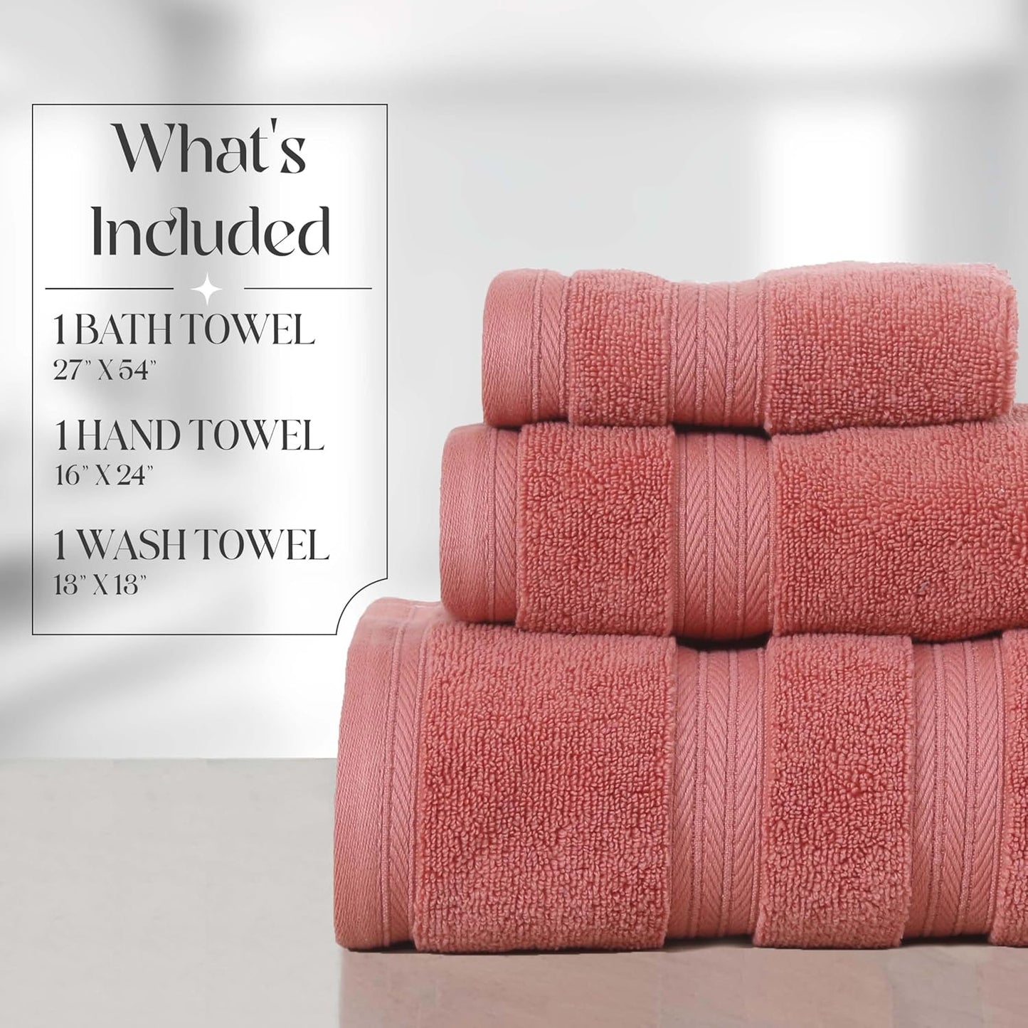 550GSM 100% Set (1 1 1 (Set 3), Home Weavers Elegance Essentials Cotton Zero Twist Super Absorbent Bath Towel Bath