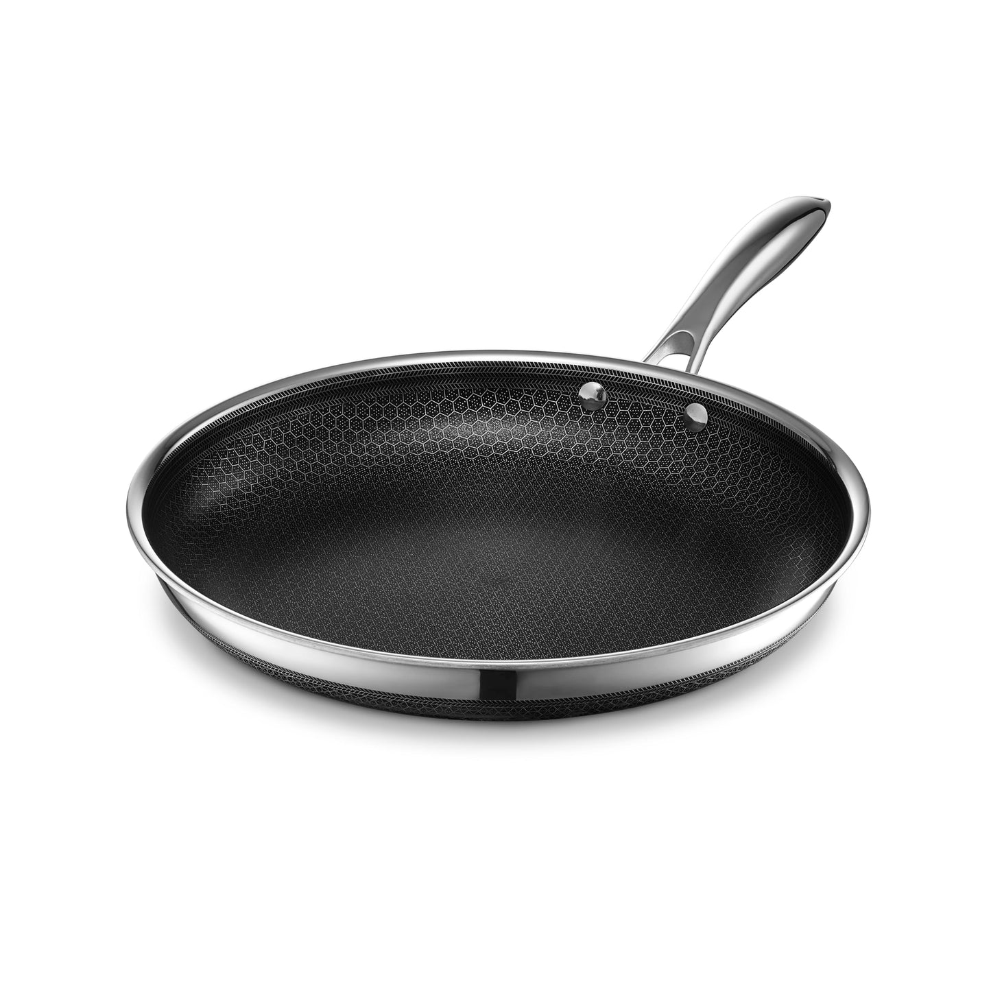 HexClad Hybrid Nonstick 12-Inch Frying Pan, Stay-Cool Handle, Dishwasher-Friendly, Oven-Safe Up to 900°F, Induction Ready, Compatible with All Cooktops