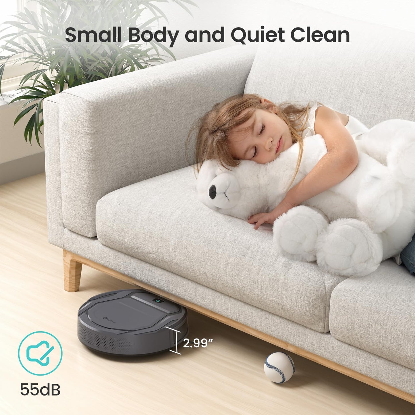 Lefant Robot Vacuum Cleaner M210 Pro,Slim,Quiet,2200Pa Suction,120 Min Self-Charging Robotic Vacuums, Freemove 3.0,WiFi/APP/Alexa,6 Cleaning Modes Ideal for Hard Floors Pet Hair Low Carpet,Gray