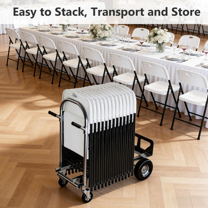 MAKE CHANGES Folding Chairs 12 Pack, Outdoor Folding Chairs for Outside Indoor, Portable 350 lbs Capacity Heavy Duty Plastic Metal Foldable Chairs Commercial Seating for Picnic, Party, Patio, White