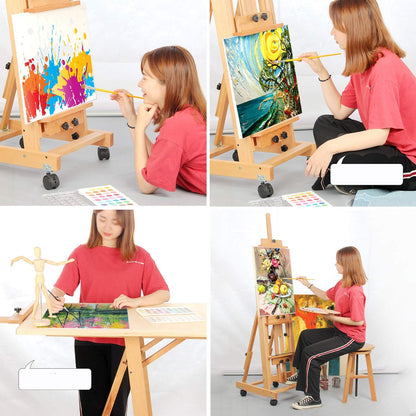ERoomQ Tripod Artist Easel, Large Beech Multifunction Profession Studio Easel Indoor Canvas Ad Display Stand with 4K Board (Wood)