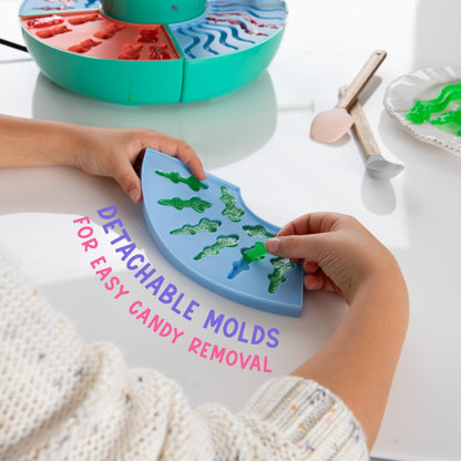 Kusini Gummy Candy Making Kit for Kids & Adults - 4 Mold Shapes, Heating Base – Gummy Bear, Candy Lab Machine Maker – Unique Fun Gifts for Kids Ages 6+ Years Old Girl & Boys, DIY Science Crafts Kits