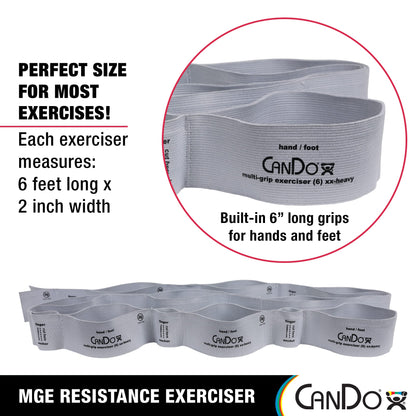 CanDo Multi-Grip 6 Foot Exercise Resistance Band with Hand/Foot Loops for Total Body Workouts, Training, Rehab, Stretching and Therapy