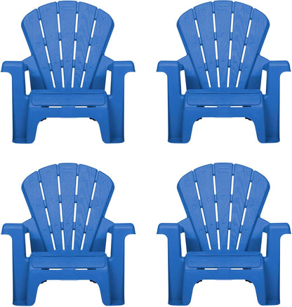 4 Pack Set Little Tikes Kids Garden Chair in Blue, Outdoor Toddler Activity Adirondack Chairs for Picnic, Garden