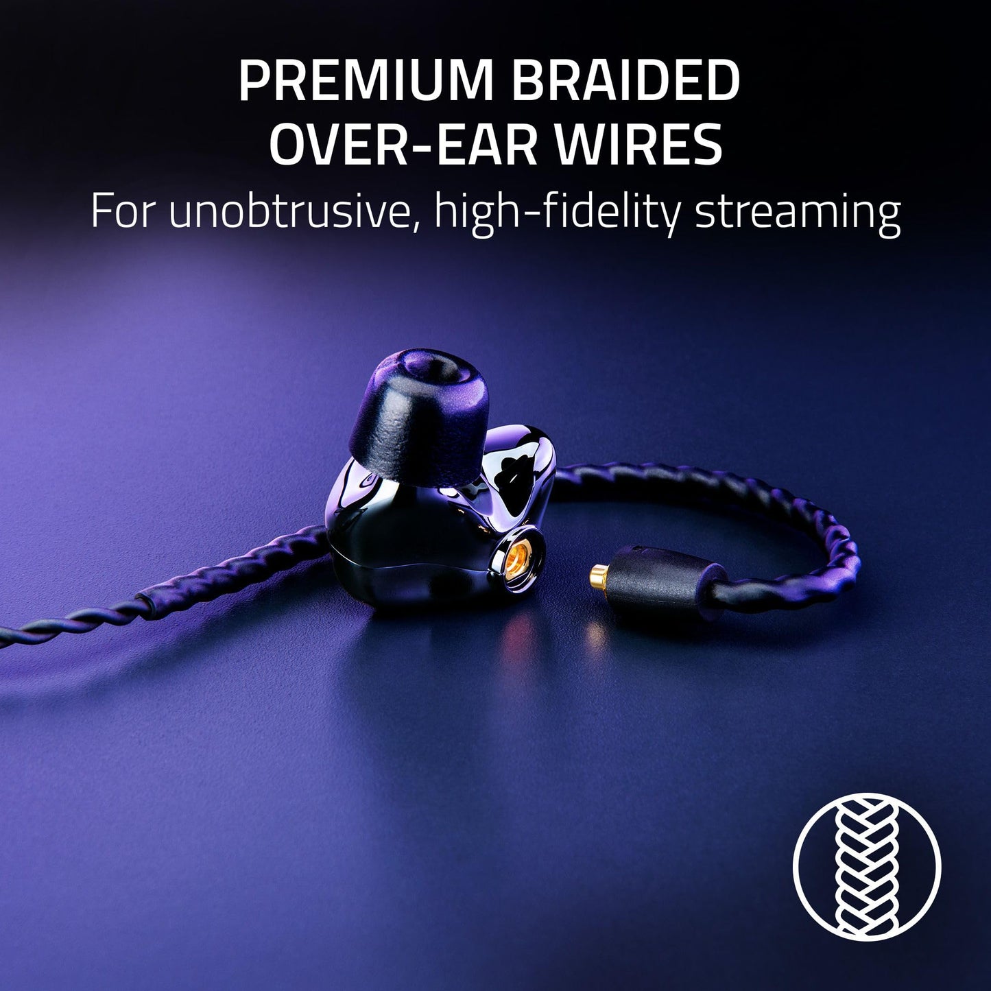 Razer Moray in-Ear Monitor for All-Day Streaming: Clear, Full-Range Audio - Comfortable Fit - Low Profile Design - Sound Isolating Earbuds - Detachable Over-Ear Wire - Custom Ear Tips & Case - Black