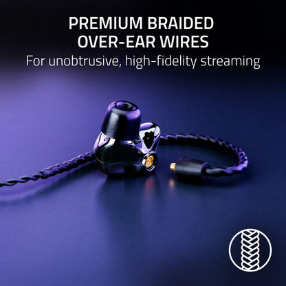 Razer Moray in-Ear Monitor for All-Day Streaming: Clear, Full-Range Audio - Comfortable Fit - Low Profile Design - Sound Isolating Earbuds - Detachable Over-Ear Wire - Custom Ear Tips & Case - Black