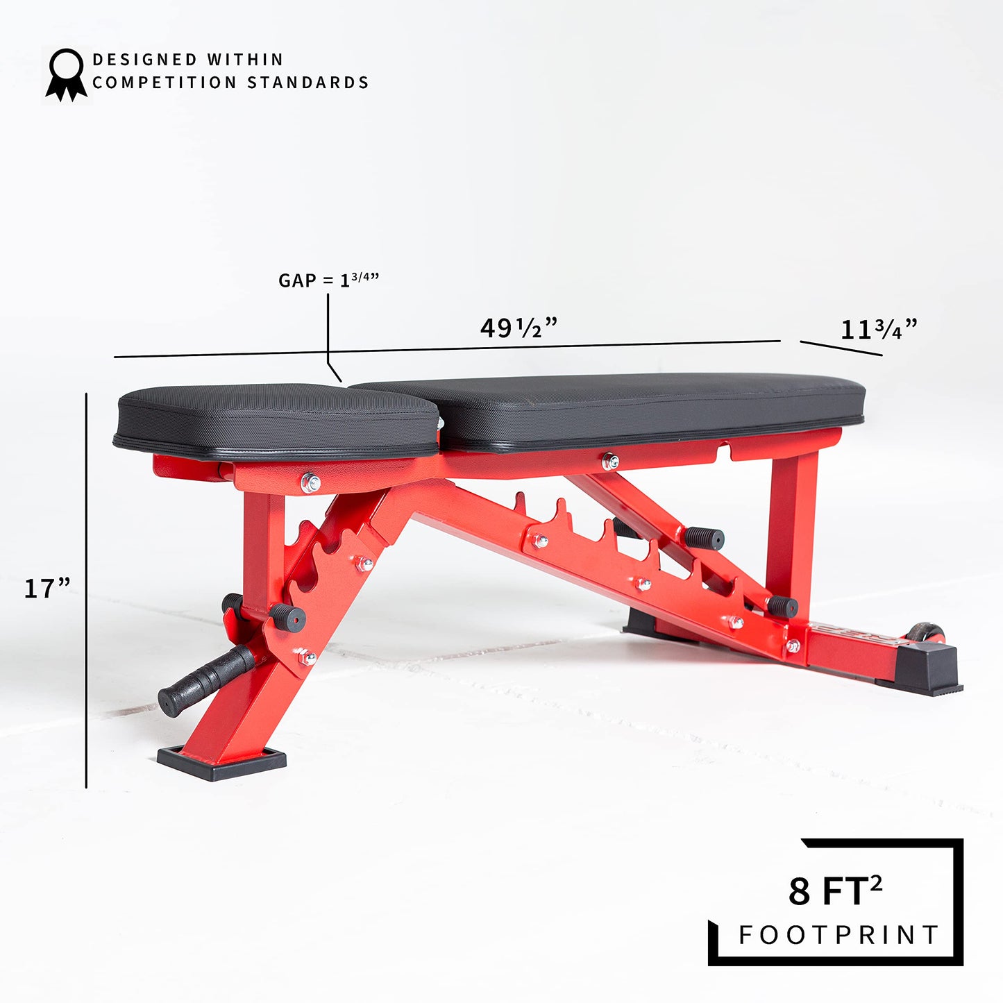 REP AB-3100 Adjustable Bench | Red Weight Bench for Home Gym | Foldable FID Design | Flat Incline Decline Strength Training Equipment | Compact Workout Chair