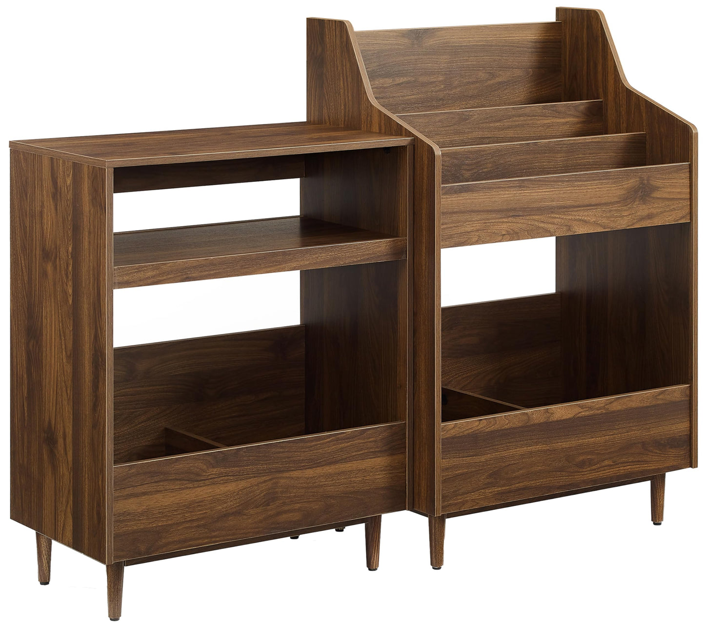 Crosley Furniture Liam 2-Piece Turntable Record Player Stand and Vinyl Storage, Mid Century Modern, Walnut