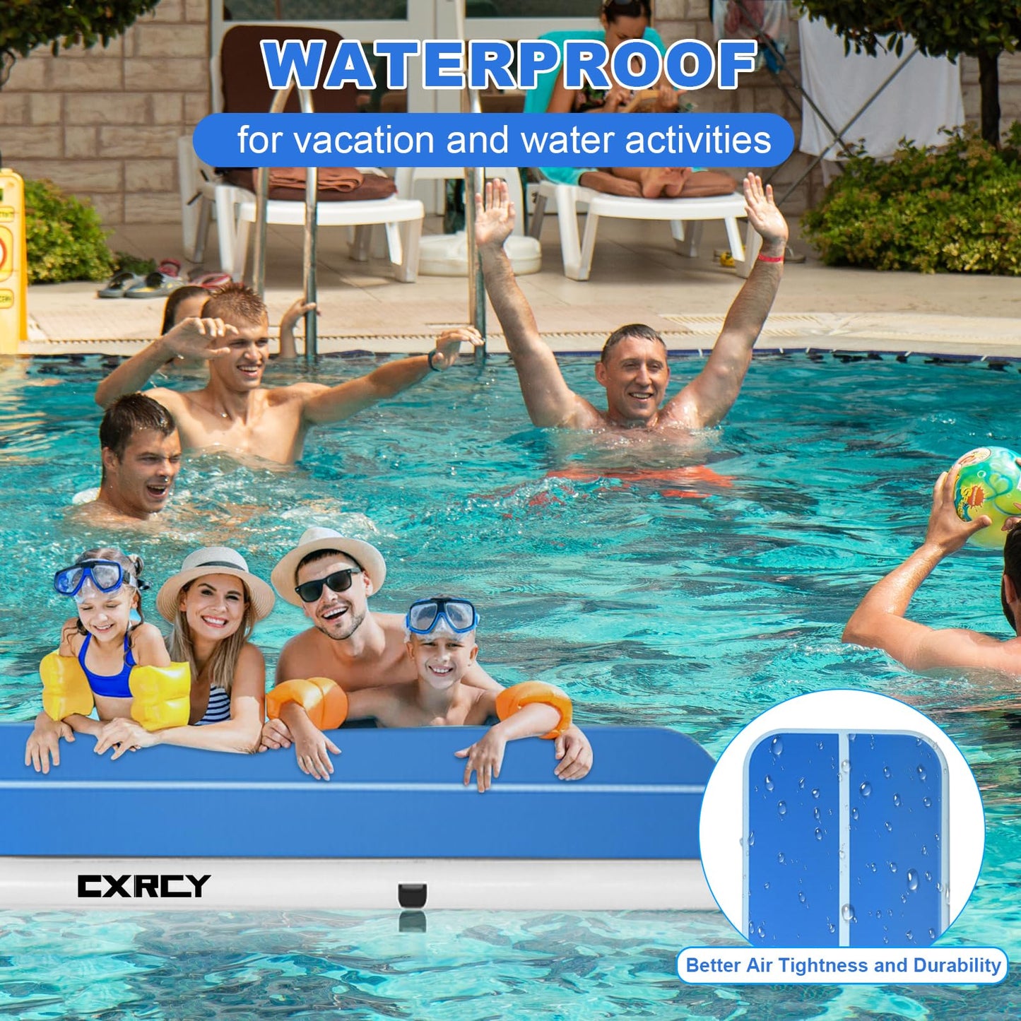 20ft/16ft Extra Large Gymnastics Training Mats Inflatable Air Gymnastics Mat 4/8 inches Thickness Inflatable Floor Mats for Home Use/Training/Cheerleading/Yoga/Water with Electric Pump (16ftL*6.6ftW*8inH(Width 6.6ft))