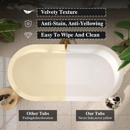 Adecab 64" Acrylic Freestanding Bathtubs, Stand Alone Tub, Soaking Tubs for Bathroom, Integrated Overflow and Drain, cUPC Certified, Gloss White