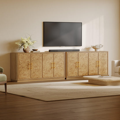 SICOTAS Buffet Cabinet with Storage - Burluxe 59" Sideboard Cabinet with 4 Doors Luxury Burl Storage Cabinet Accent Credenza Large Media Console Table for Living Room Dining Room Entryway Kitchen