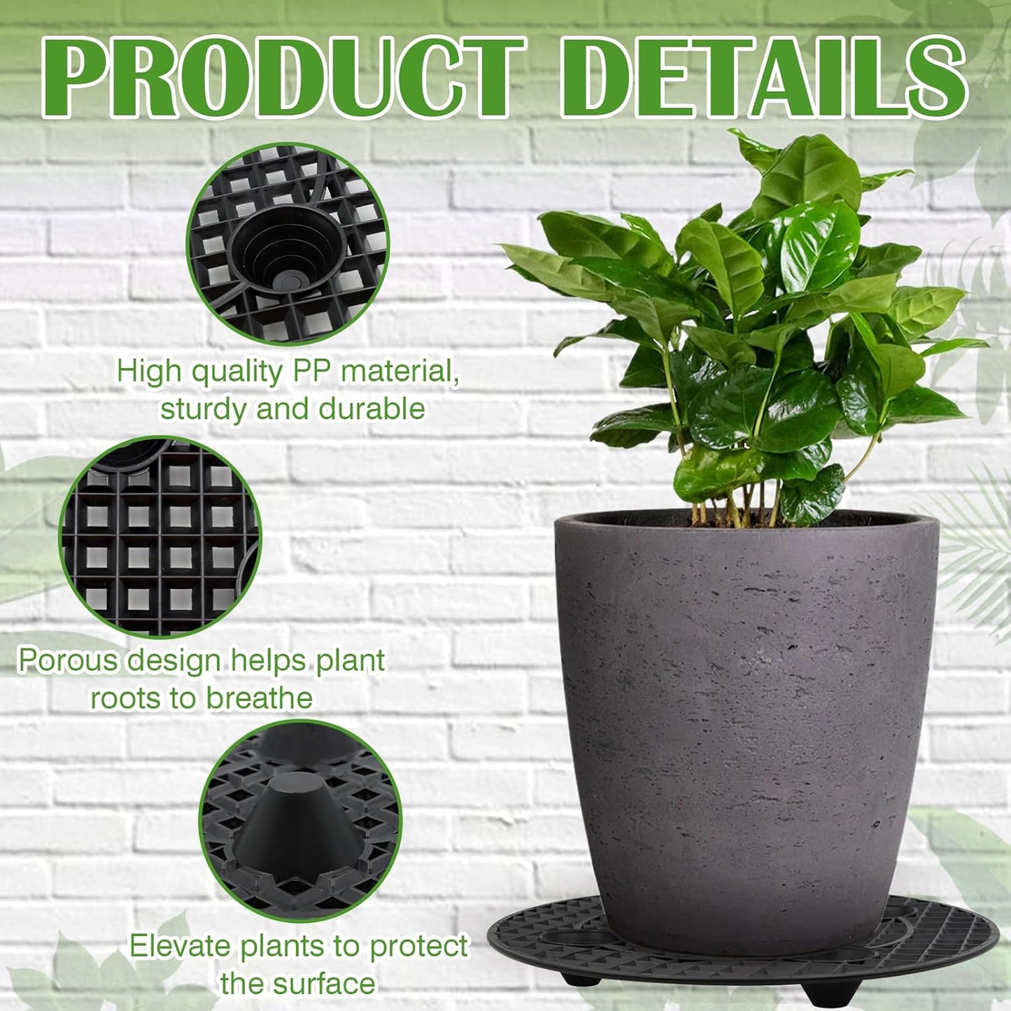 ZYNERY 10 PCS Plant Level Pot Elevator, Planter Stands for Outdoor Plants, Pot Trays for Indoor and Outdoor