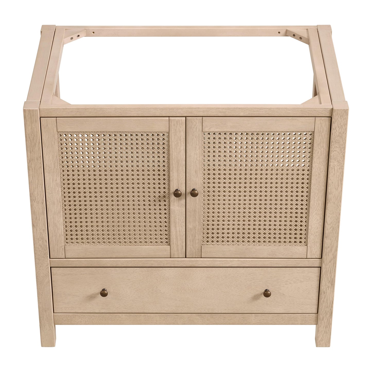 Alaterre Furniture Lucca Bathroom Vanity - Freestanding Cabinet Without Sink - 36 Inch Wood Bathroom Vanity with Large Drawer and Soft-Close Doors - Under Sink Cabinet Only (Natural)