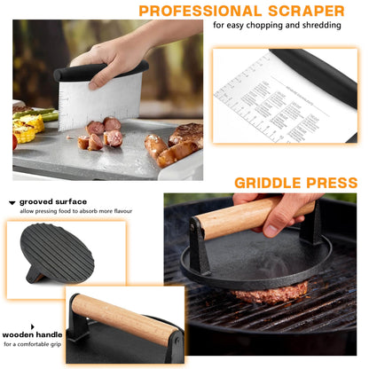 Griddle Accessories Kit, HaSteeL 20Pcs Flat Top Grill Accessories for Camping, Professional ABS Griddle Spatula Grill Tools Set with Melting Dome for Teppanyaki BBQ Outdoor, Perfect Grilling Gifts