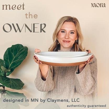 MORA Ceramic Large Serving Bowls- Set of 2 Oval Platters for Entertaining. Modern Kitchen Dishes for Dinner, Fruit, Salad, Turkey, etc. Oven, Dishwasher Safe, 110/80 oz, 16" / 14.6" - Vanilla White